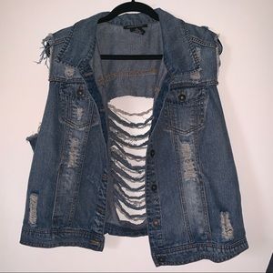 Denim Cropped Sleeveless Jacket